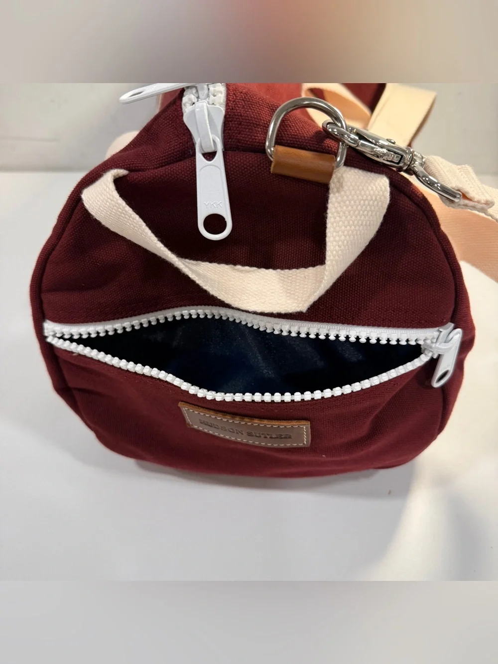 Hudson Sutler Canvas Duffel Bag MVRCS 1998 Classic Burgundy Khaki Weekender